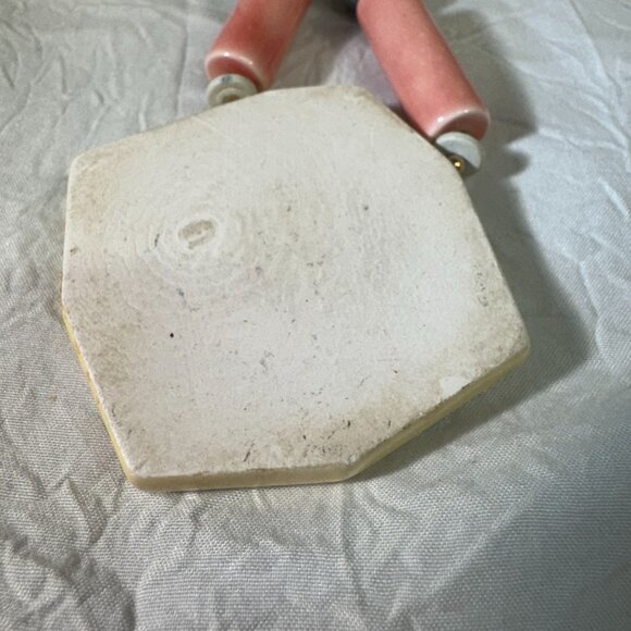 Vintage Handmade porcelain & bead Necklace With Floral Pendant From Japan - Picture 10 of 11